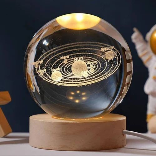 Crystal moon galaxy lamp
